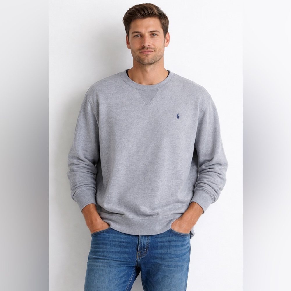 Polo Gray Men’s Crewneck Pullover Sweater Classic Casual Size XXL
